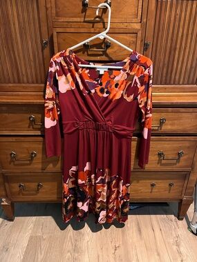 New York & Company Burgundy Floral Dress